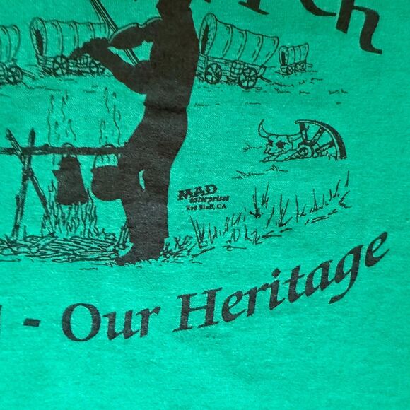 Mad Enterprises Graphic T-Shirt Western Open Green XL USA Vintage Magazine Tee - Picture 2 of 6